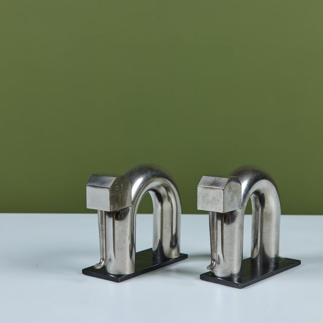Pair of Chrome Elephant Bookends by Walter von Nessen for Chase USA For Sale - Image 12 of 16