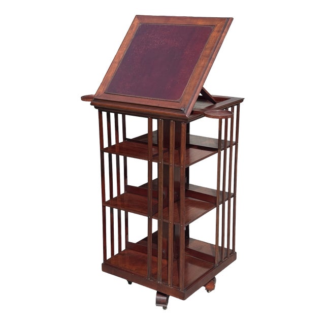 Tall 19th Century French Mahogany Revolving Bookcase, 1880s For Sale