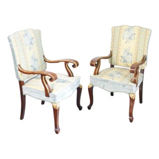 Empire Style Armchairs in Walnut, Set of 2 For Sale