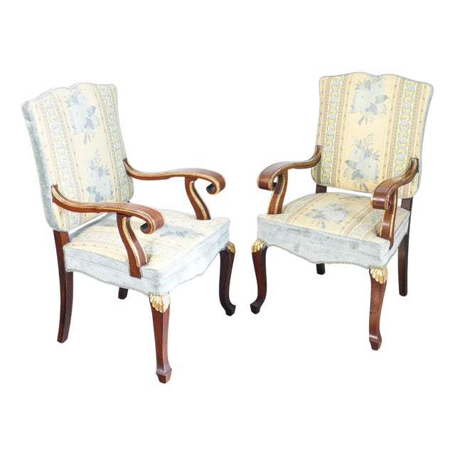 Empire Style Armchairs in Walnut, Set of 2 For Sale