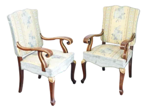 Empire Style Armchairs in Walnut, Set of 2
