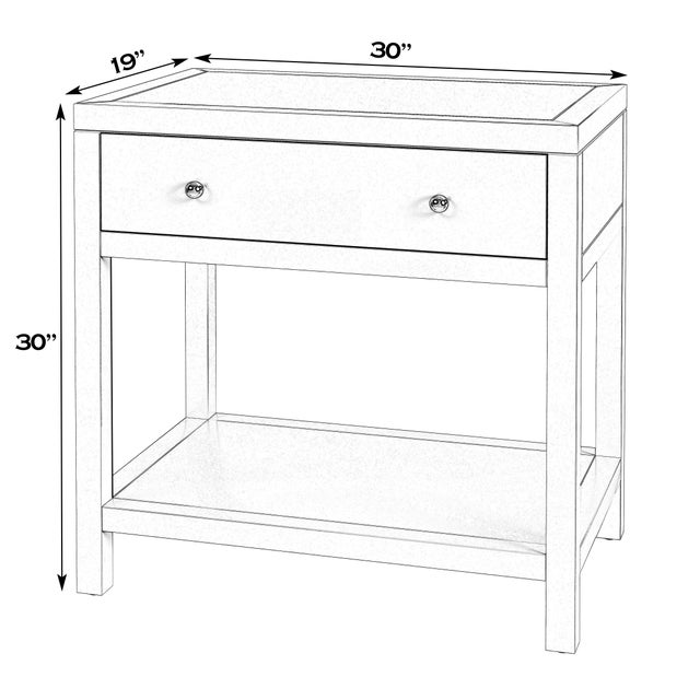 Transitional Nora 30 in. W Rectangular Wood 1 Drawer Wide Nightstand with Lower Open Shelf, Antique Coffee For Sale - Image 3 of 8