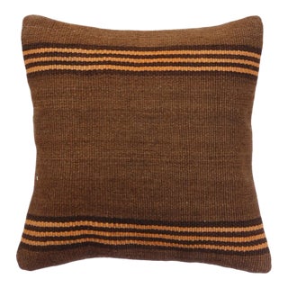 Brown & Orange Striped Kilim Pillow For Sale