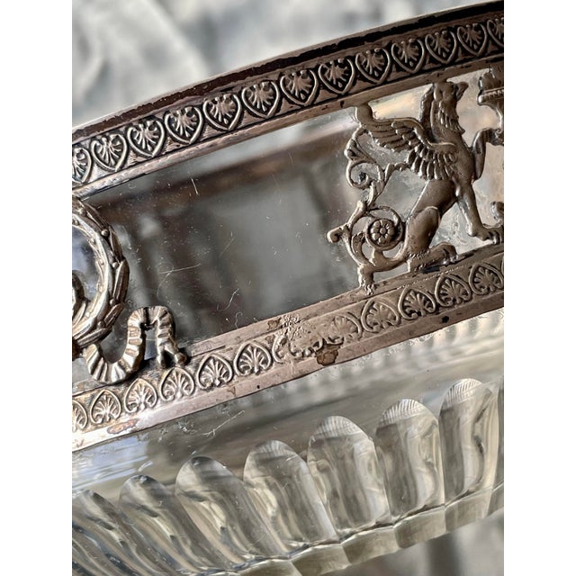 Early 20th Century Early 20th Century Neoclassical Laurel Wreath Griffins Urn 800 Silver Decorated Rimmed Glass Bowl For Sale - Image 5 of 7