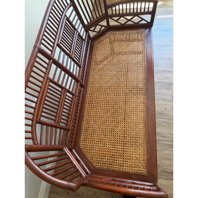 1970s Brighton Pavilion Style Bamboo Rattan Cane Settee & 2 Armchairs – 3 Piece Set For Sale - Image 9 of 11