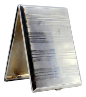 Guilloche Silver Cigarette Case with Bands on Top