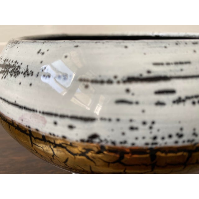 Mid 20th Century Mid 20th Century Italian Ceramic White Gold and Black Bowl For Sale - Image 5 of 7