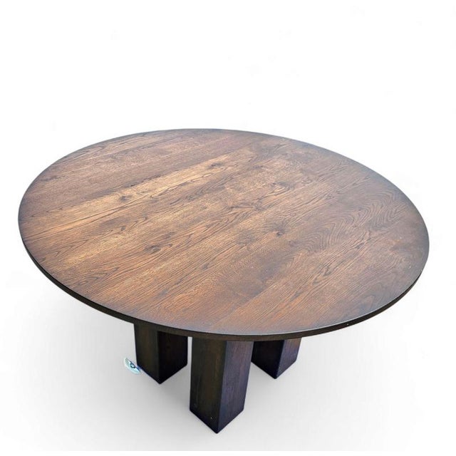Round Oak Dining Table, 1980s For Sale - Image 10 of 18