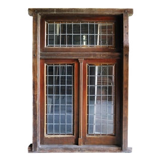 Antique Leaded Glass Windows With Transom For Sale