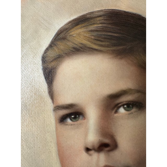 1960's Vassar Vintage Oil on Board Portrait Painting of Young Boy Chairish