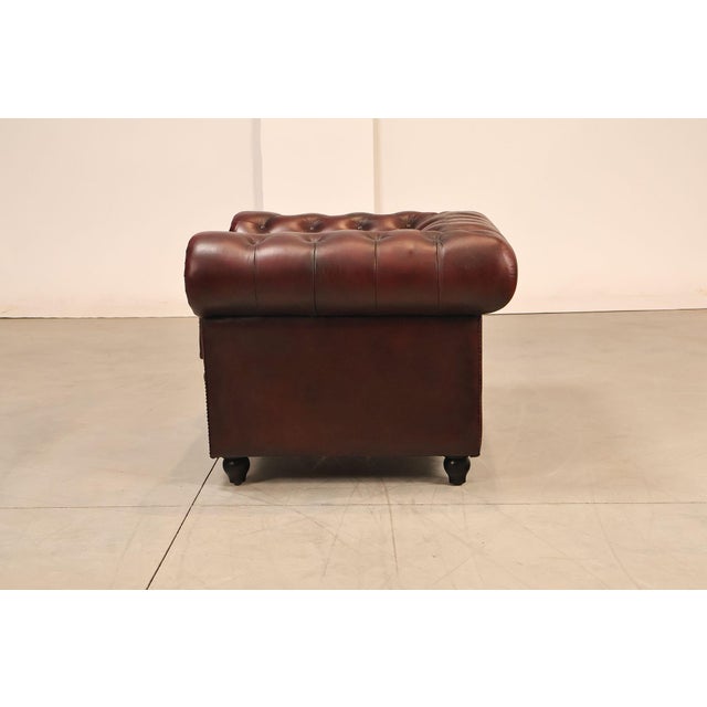 Chesterfield Style Pair of Oxford Red Leather Club Chairs For Sale - Image 14 of 18