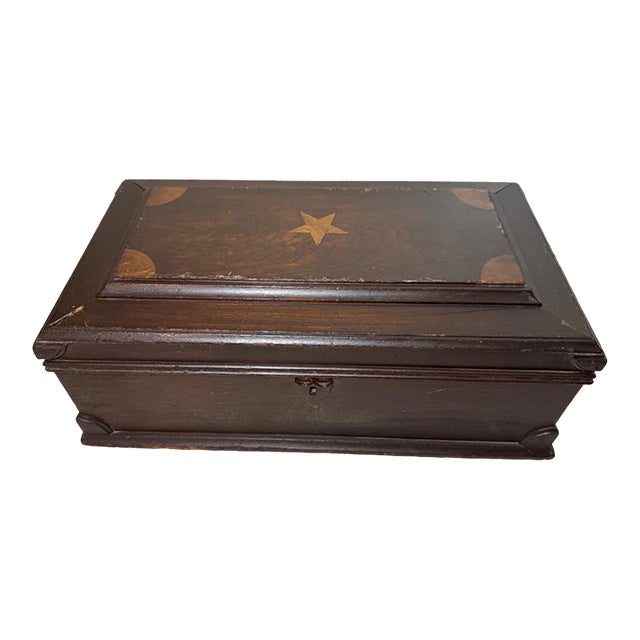 Large Antique Handmade Folk Art Wood Countertop Writing Lap Desk Box Inkwell For Sale