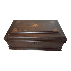 Large Antique Handmade Folk Art Wood Countertop Writing Lap Desk Box Inkwell