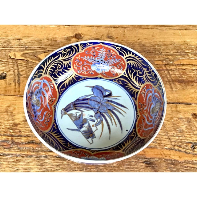 Large Vintage Japanese Imari Bowl For Sale - Image 9 of 10
