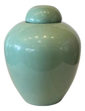 1970s Celadon Green Glazed Ginger Jar