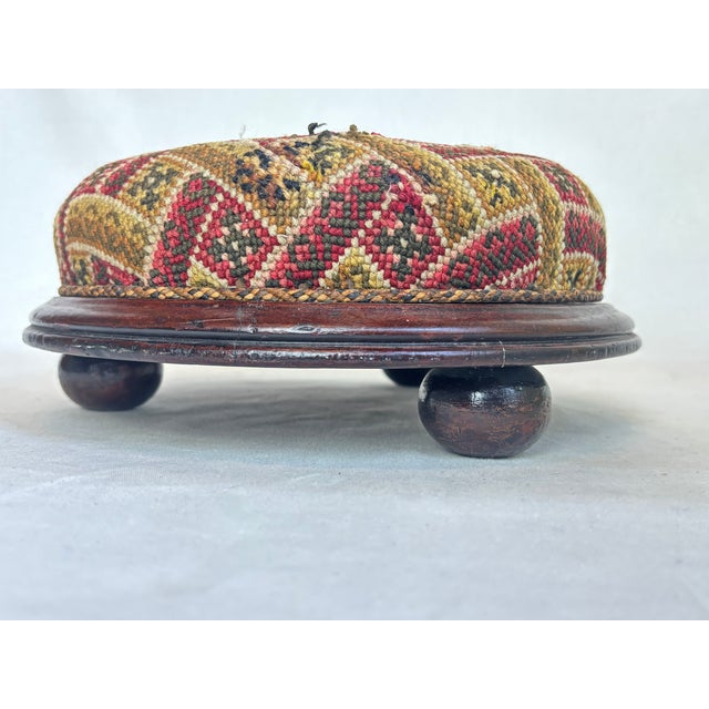 Mid 20th Century Needlepoint Footstool For Sale - Image 4 of 7