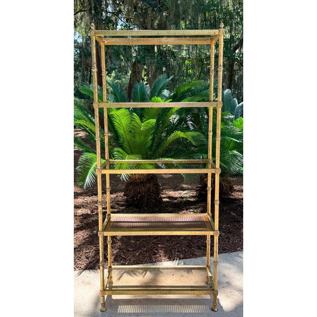 Vintage 1970s Italian Gold Gilt Hollywood Regency Faux-Bamboo Étagère For Sale - Image 18 of 18