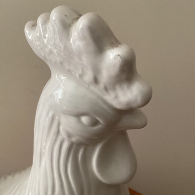 White Vintage Collectible Large White Ceramic Rooster Figurine # 51/71 Signed For Sale - Image 8 of 12