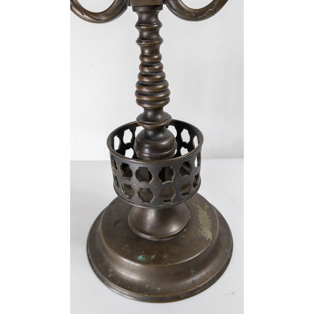 19th Century European Bronze Candlestick With Lion and Amsterdam City Shield For Sale - Image 11 of 18