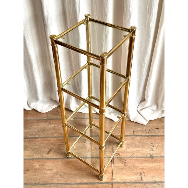 Brass-Plating & Glass Four-Tier Shelf, 1970s For Sale - Image 4 of 10