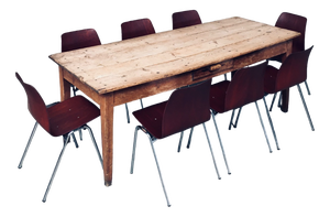 French Country Design Pine Dining Table with Drawer, France, 1930s