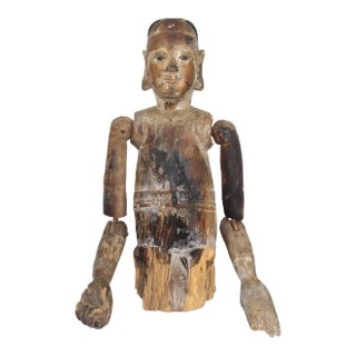 18th Century Century Pacific Rim Carved Wooden Figure Sculpture For Sale