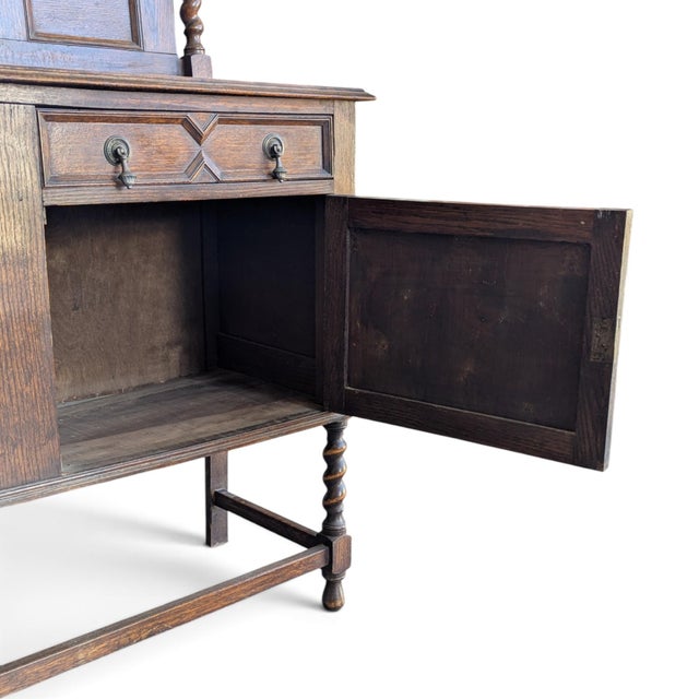 Antique Jacobean Revival Mirrored Buffet With Barley Twist For Sale - Image 14 of 18