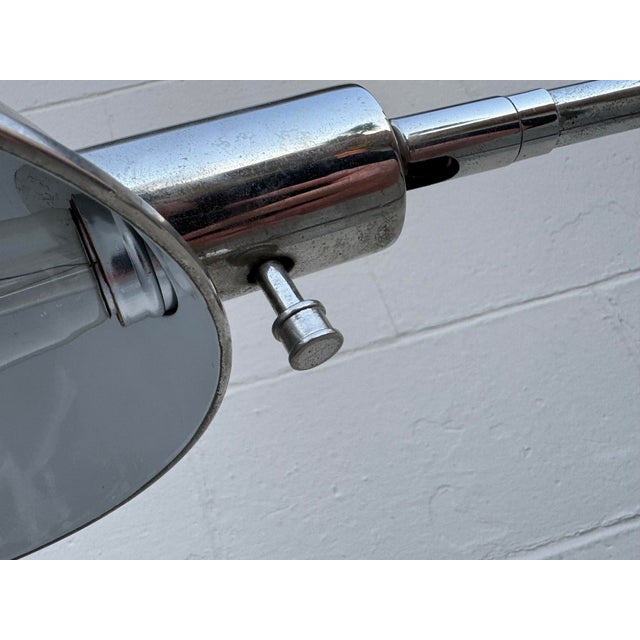 Textile Vintage 1970s Mid Century Modern Attributed to Koch & Lowy Chrome Pharmacy Floor Lamp, Adjustable Reading Light For Sale - Image 7 of 11