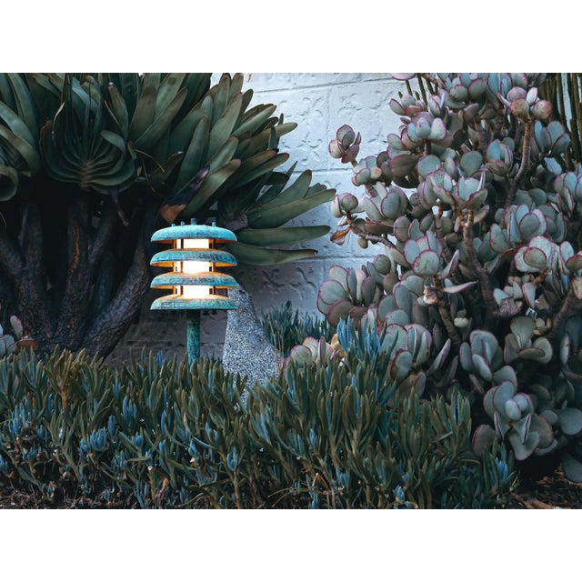 'Gibson' Verdigris Patinated Outdoor Bollard Light by Gary Gibson For Sale In Los Angeles - Image 6 of 12