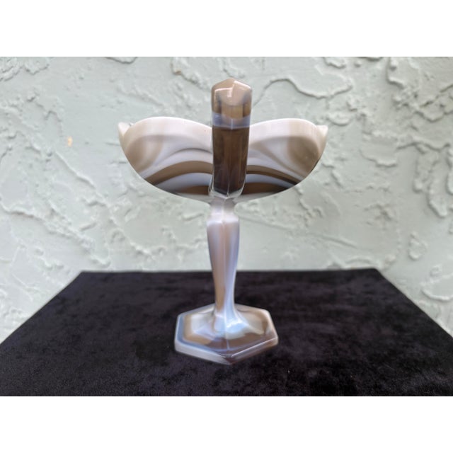 1970s Westmoreland Gray & White Slag Glass Pedestal Compote With Handles For Sale In Orlando - Image 6 of 10
