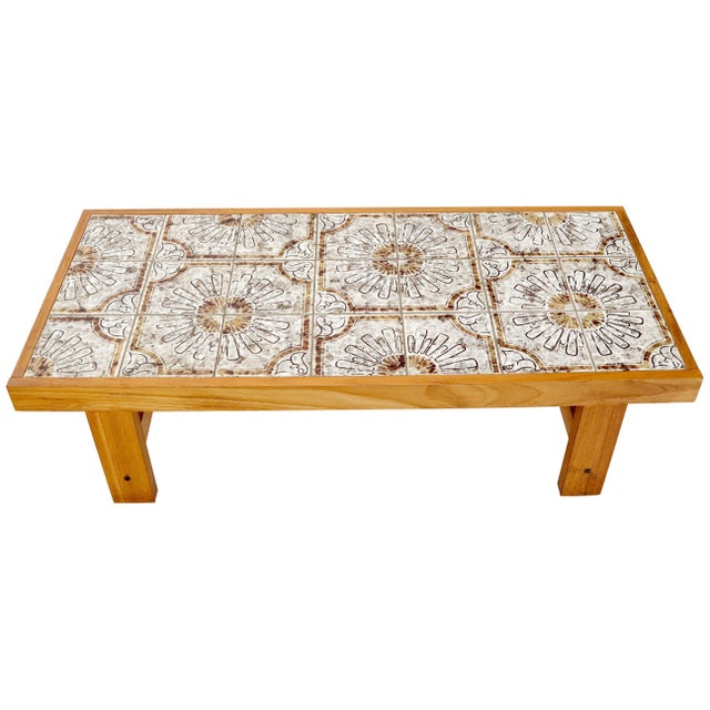 Art Tile and Teak Rectangular Danish Mid-Century Modern ...
