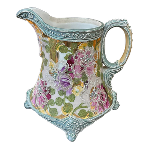 Japanese Nippon Morigage Porcelain Tankard, 7.5" Tall, Ca 1900