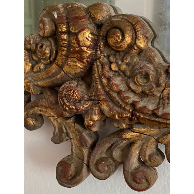 1920s Louis XV Original Patina Dark Gold French Rococo Boudoir Mirror, Paris For Sale - Image 12 of 13