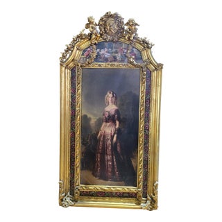 French Baroque Style Gold Leaf Portrait Frame – Ornate Wood Wall Art With Cherubs & Floral Details For Sale