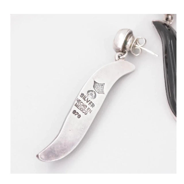 Metal Antonio Pineda 1950s Modern Mexico Sterling Collar Necklace & Earrings - Historic-Rare-3 Pieces For Sale - Image 7 of 8