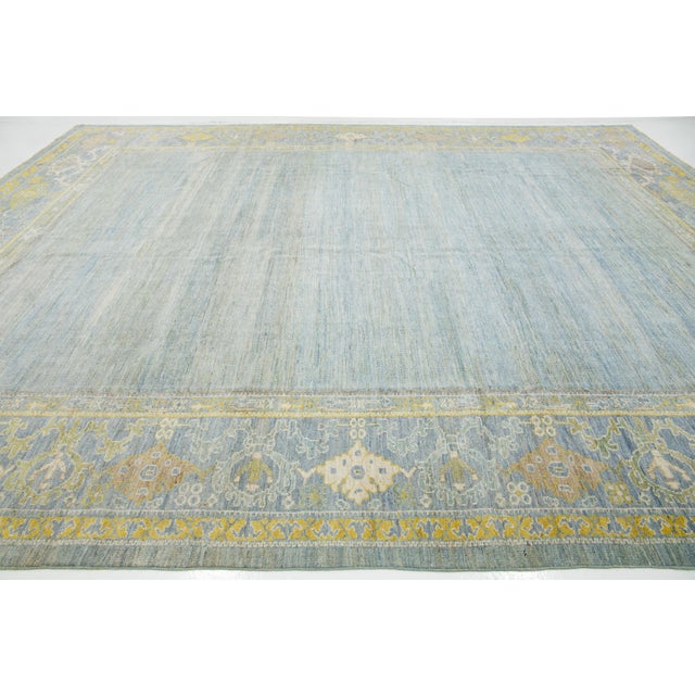 2010s Room Size Modern Sultanabad Designed Wool Rug in Blue by Apadana For Sale - Image 5 of 10