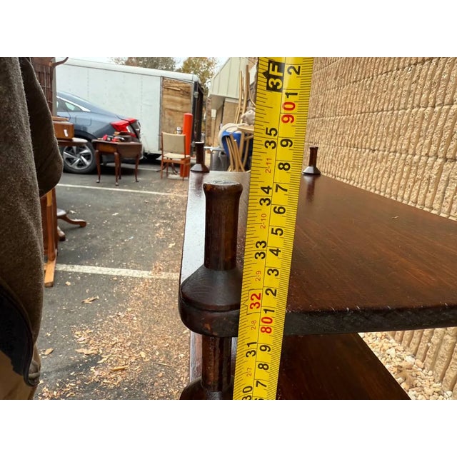 Antique Solid Wood Spindle Three Tier Etagere For Sale - Image 9 of 9