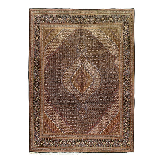 2020s Light Brown Fine Persian Silk & Wool Tabriz For Sale