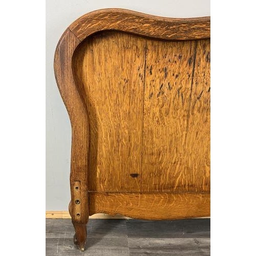 Brown Vintage French Style Carved Oak Double Bed Footboard For Sale - Image 8 of 10