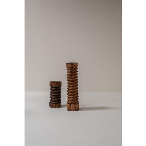 A beautiful pair of hand-carved wooden wine screws, each with its own character, texture and patina. Sculptural in...