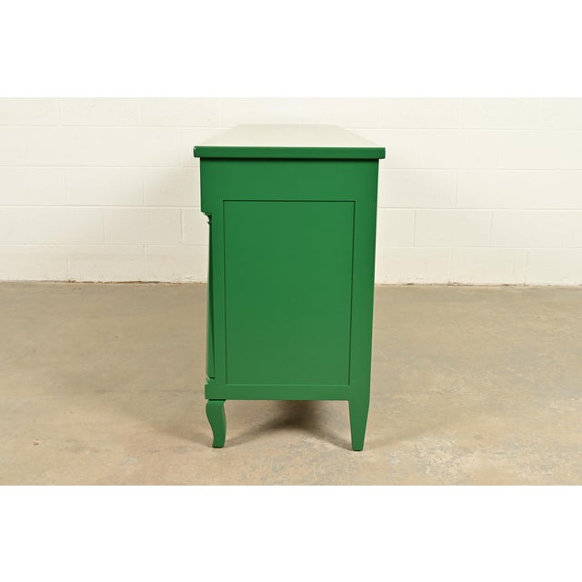John Widdicomb French Regency Louis XVI Green Lacquered Dresser or Credenza, Newly Refinished For Sale - Image 16 of 18