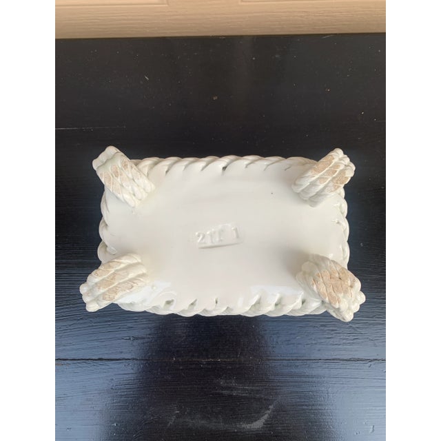 French Country Trompe l'Oeil Porcelain Rope Basket Cachepot For Sale - Image 11 of 11