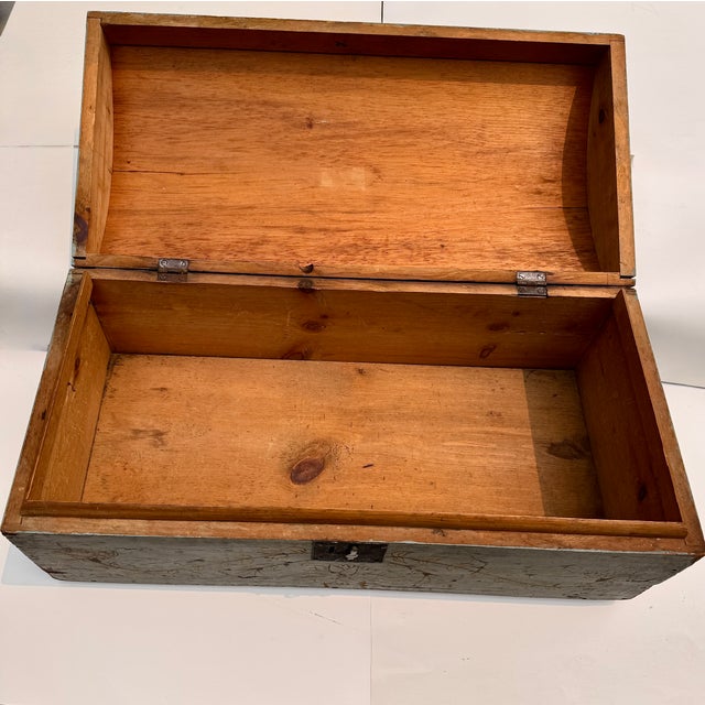 American Folk Art Blue Painted Storage Chest Circa 1820 For Sale - Image 16 of 18