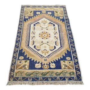 1950s Blue & White Oushak Rug