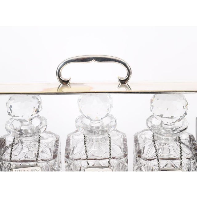 Antique Betjemanns Coromandel 3 Crystal Decanter Tantalus Silver Hallmarks, 1907 For Sale - Image 15 of 18