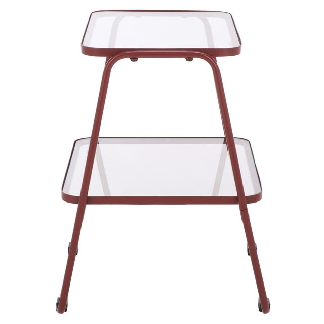 Metal Zunia 2 Tier Accent Table in Brick Red For Sale - Image 7 of 8