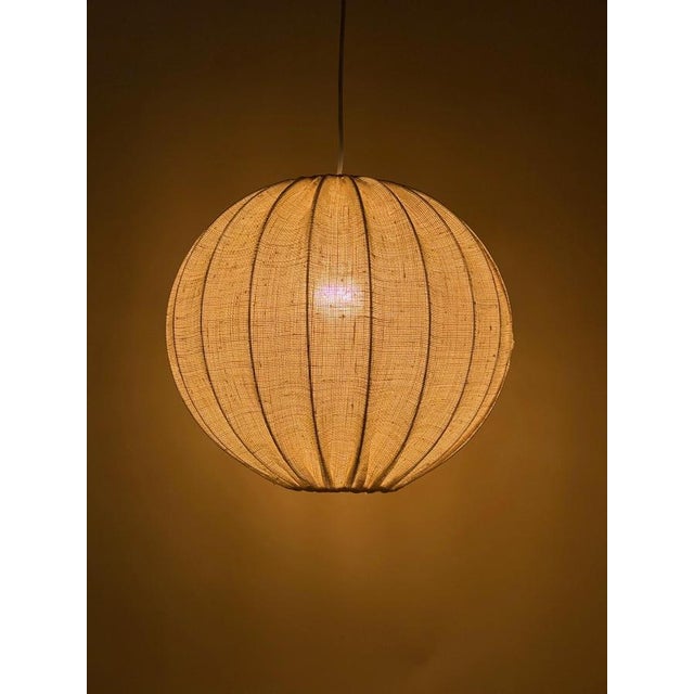 1960s Mid-Century Modern Swedish White Fabric and Metal Balloon Pendant Light, 1960s For Sale - Image 5 of 14