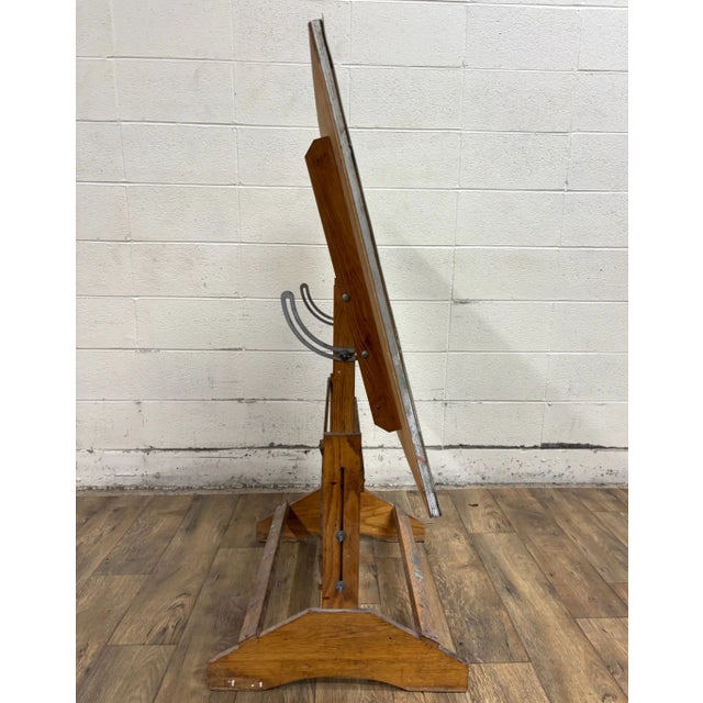 Vintage Adjustable Drafting Table Drafting Desk With Cast Iron Slides For Sale - Image 4 of 8