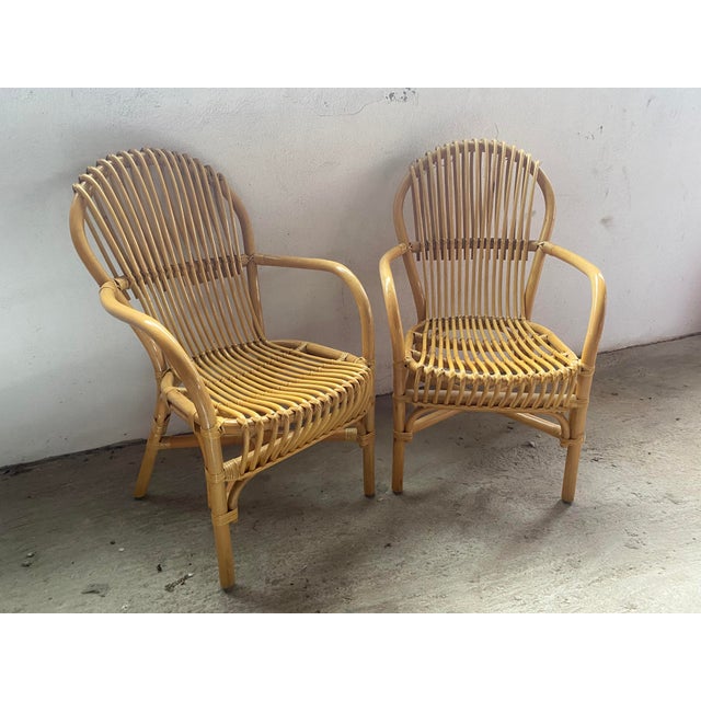 1960s Set of Vintage Armchairs in Bamboo & Rattan, 1960s For Sale - Image 5 of 14