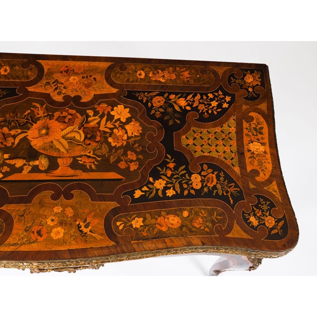 Antique French Louis Revival Floral Marquetry Console or Card Table, 19th Century For Sale - Image 9 of 18